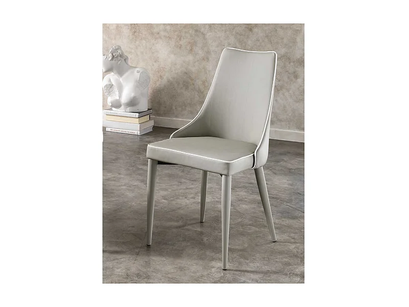 Polsterstuhl in Grau Kunstlederbezug (2er Set)