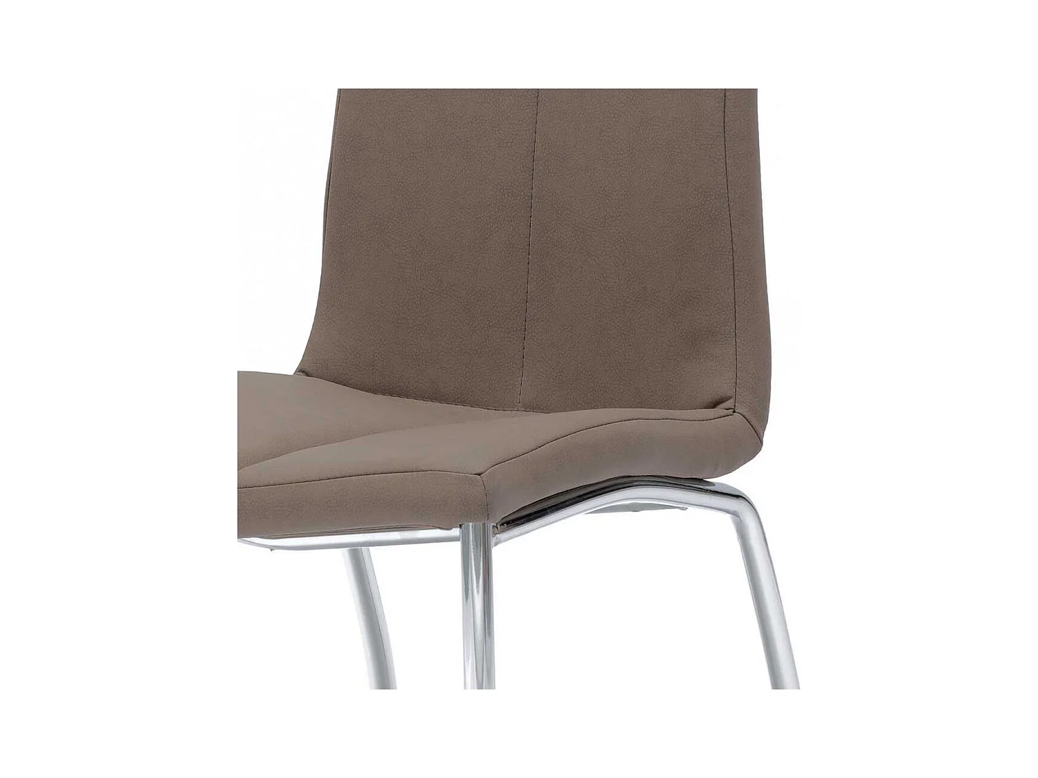 Polsterstuhl in Braun Kunstleder Stahl verchromt (4er Set)