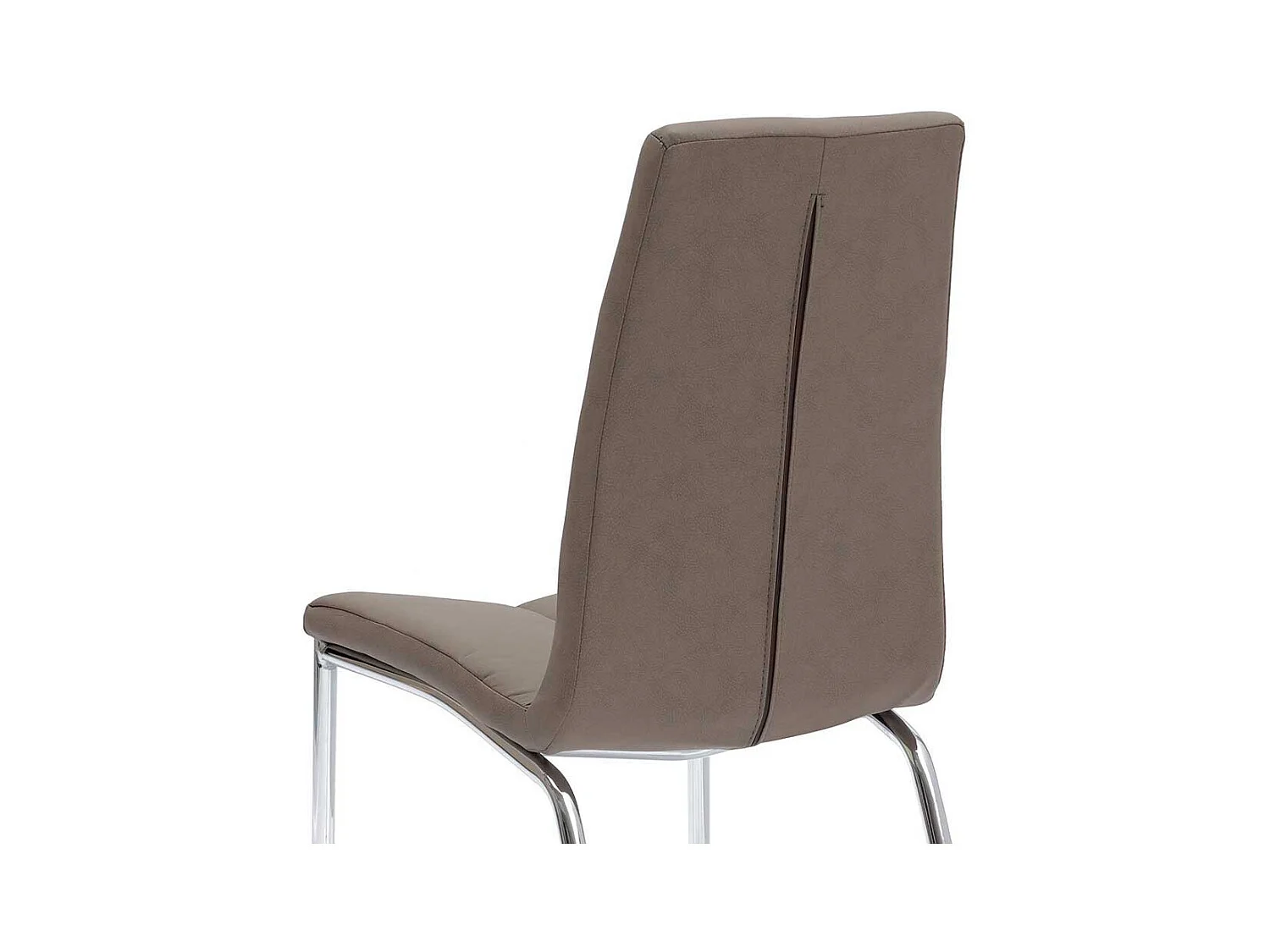 Polsterstuhl in Braun Kunstleder Stahl verchromt (4er Set)