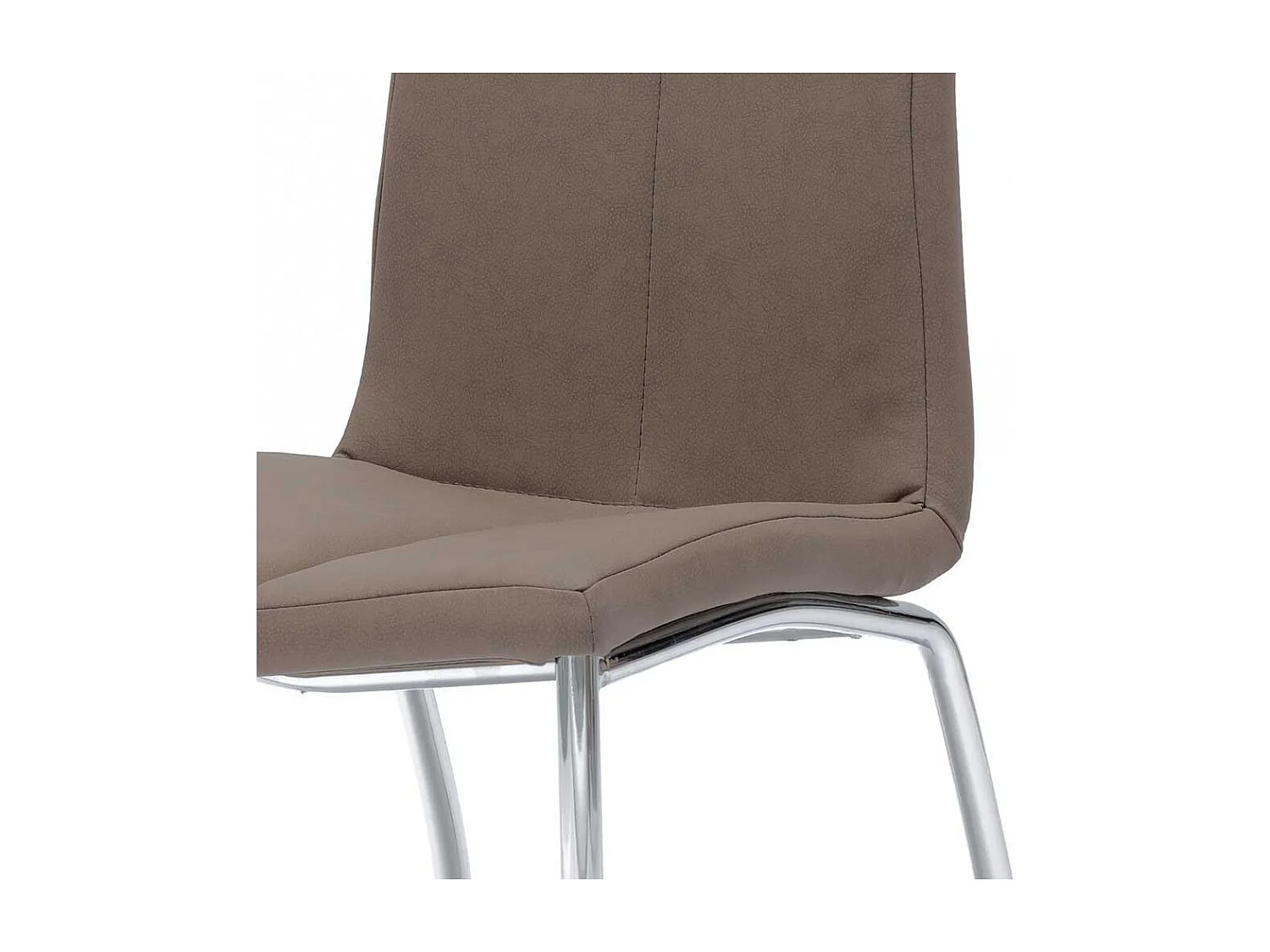 Polsterstuhl in Braun Kunstleder Stahl verchromt (4er Set)