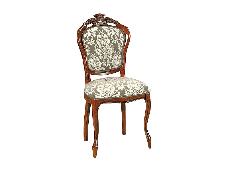 Esszimmerpolsterstuhl im Barockstil Nussbaumfarben Taupe Creme