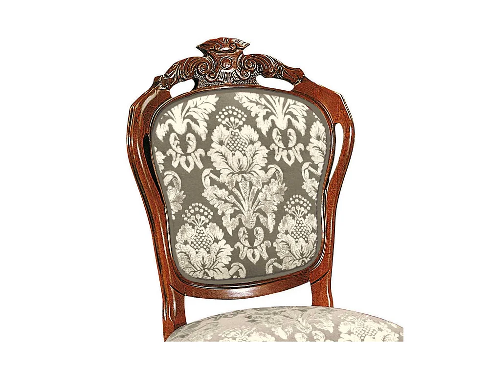 Esszimmerpolsterstuhl im Barockstil Nussbaumfarben Taupe Creme
