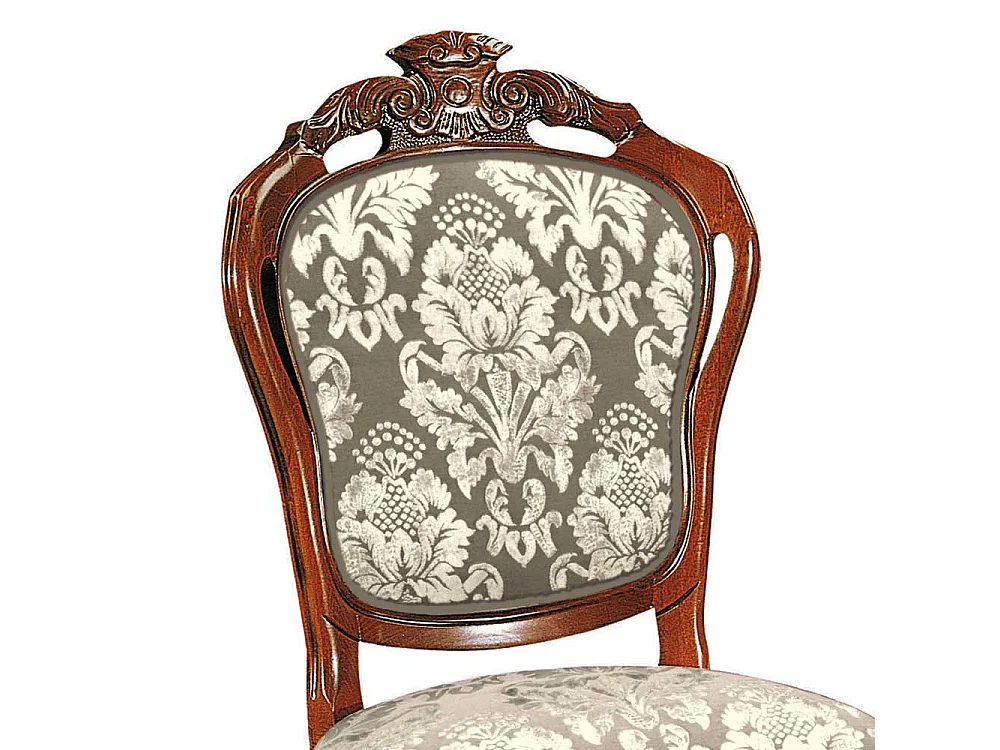 Esszimmerpolsterstuhl im Barockstil Nussbaumfarben Taupe Creme