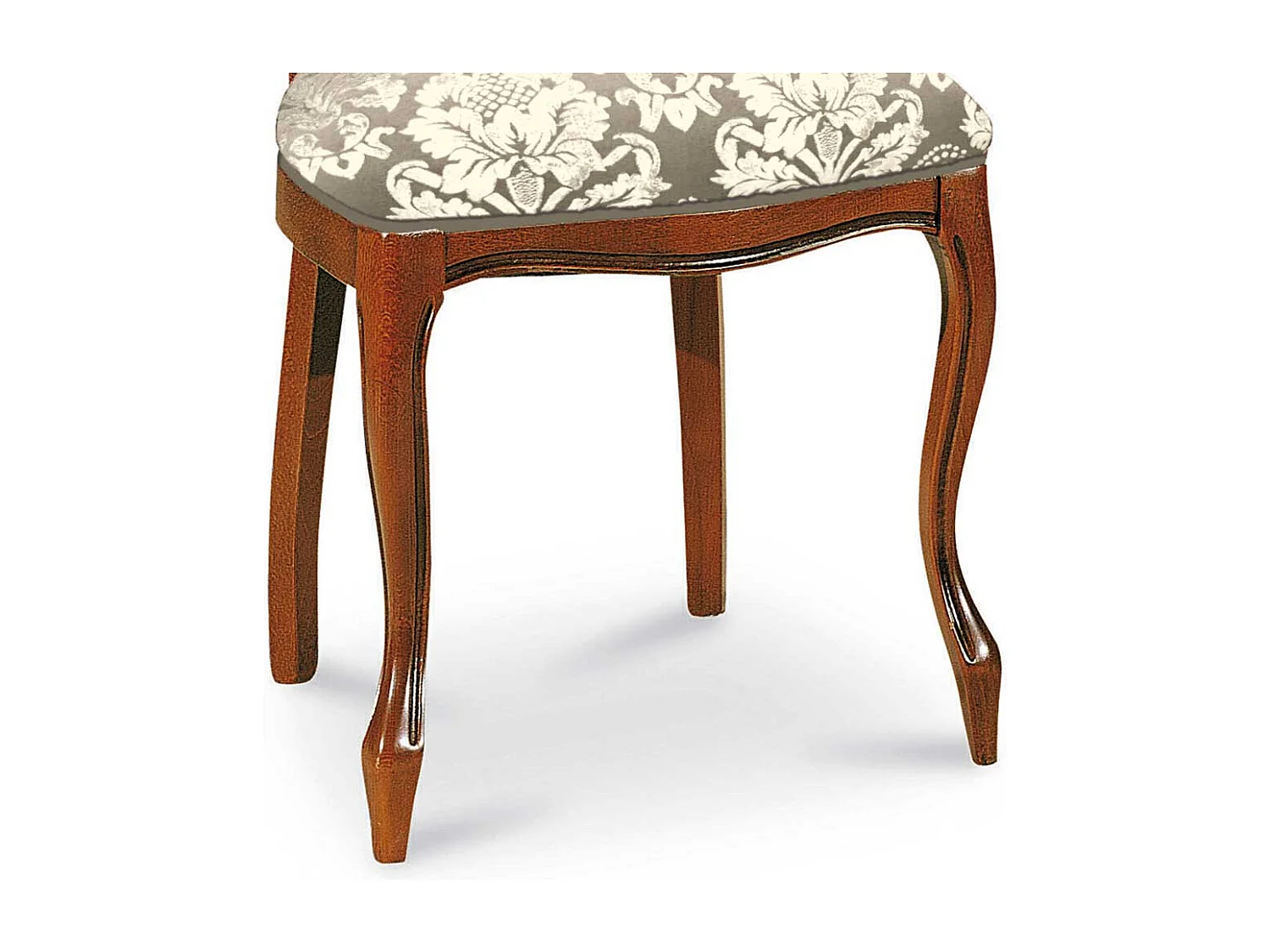 Esszimmerpolsterstuhl im Barockstil Nussbaumfarben Taupe Creme