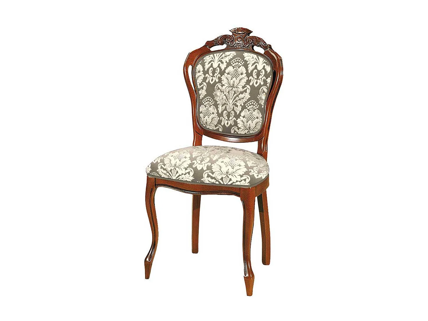 Esszimmerpolsterstuhl im Barockstil Nussbaumfarben Taupe Creme