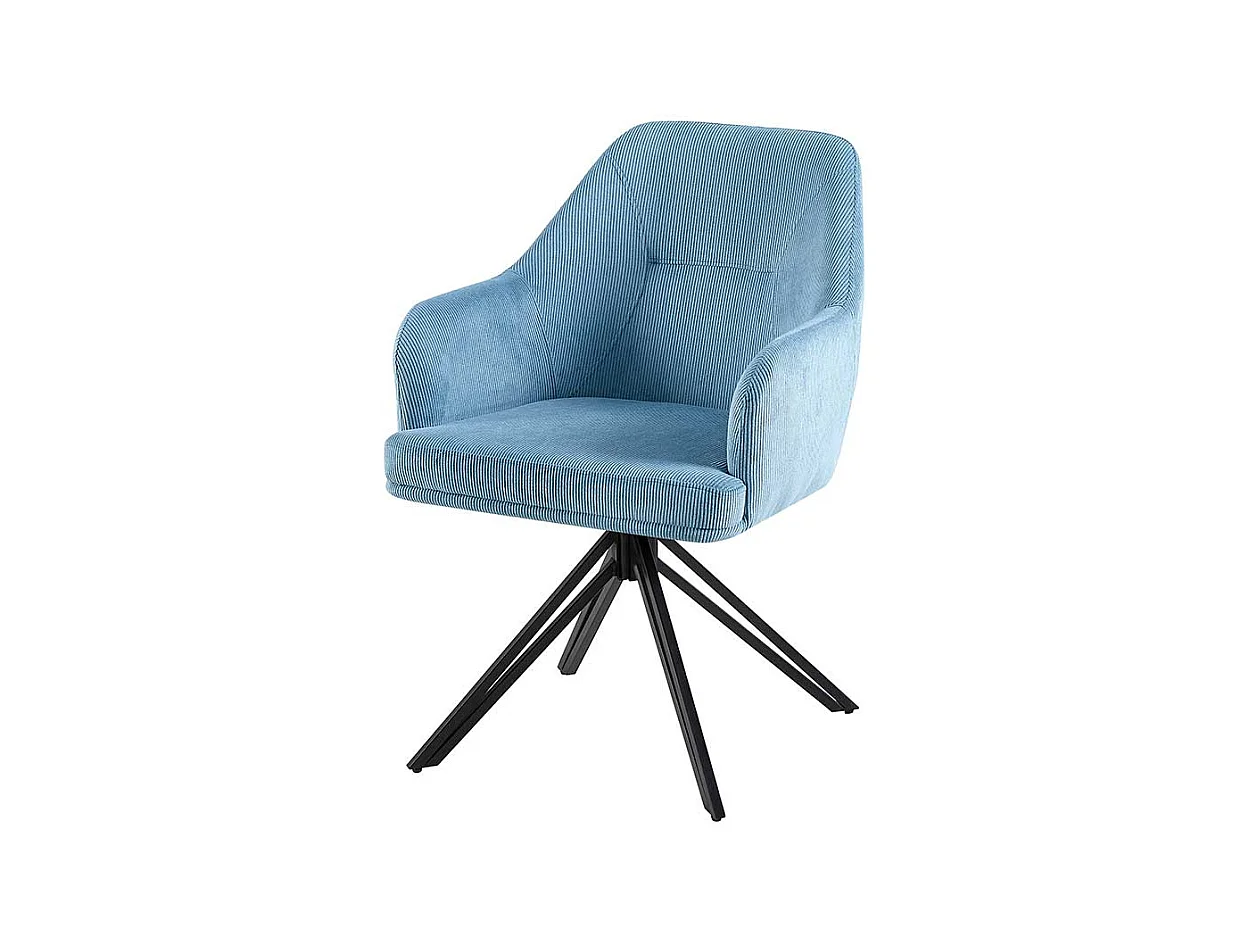 Esstisch Stühle Cord drehbar in Hellblau Gestell aus Metall (2er Set)