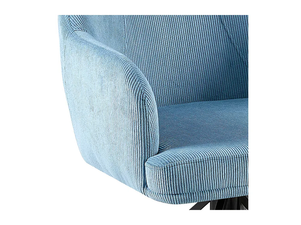 Esstisch Stühle Cord drehbar in Hellblau Gestell aus Metall (2er Set)