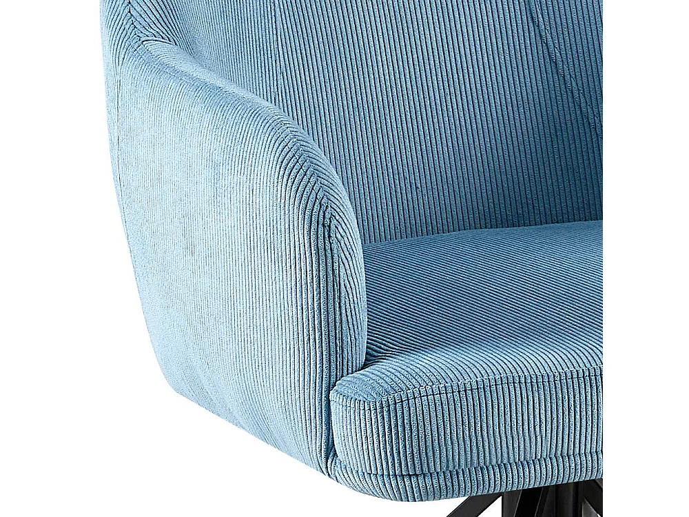 Esstisch Stühle Cord drehbar in Hellblau Gestell aus Metall (2er Set)