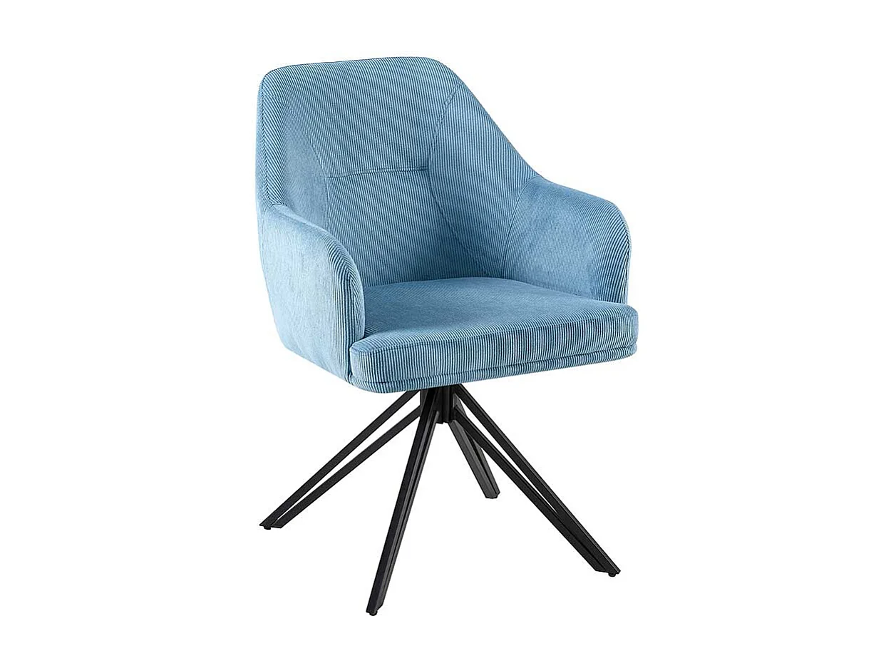 Esstisch Stühle Cord drehbar in Hellblau Gestell aus Metall (2er Set)