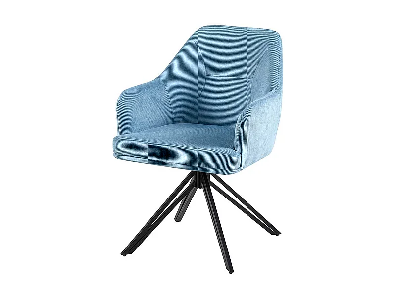 Esstisch Stühle Cord drehbar in Hellblau Gestell aus Metall (2er Set)