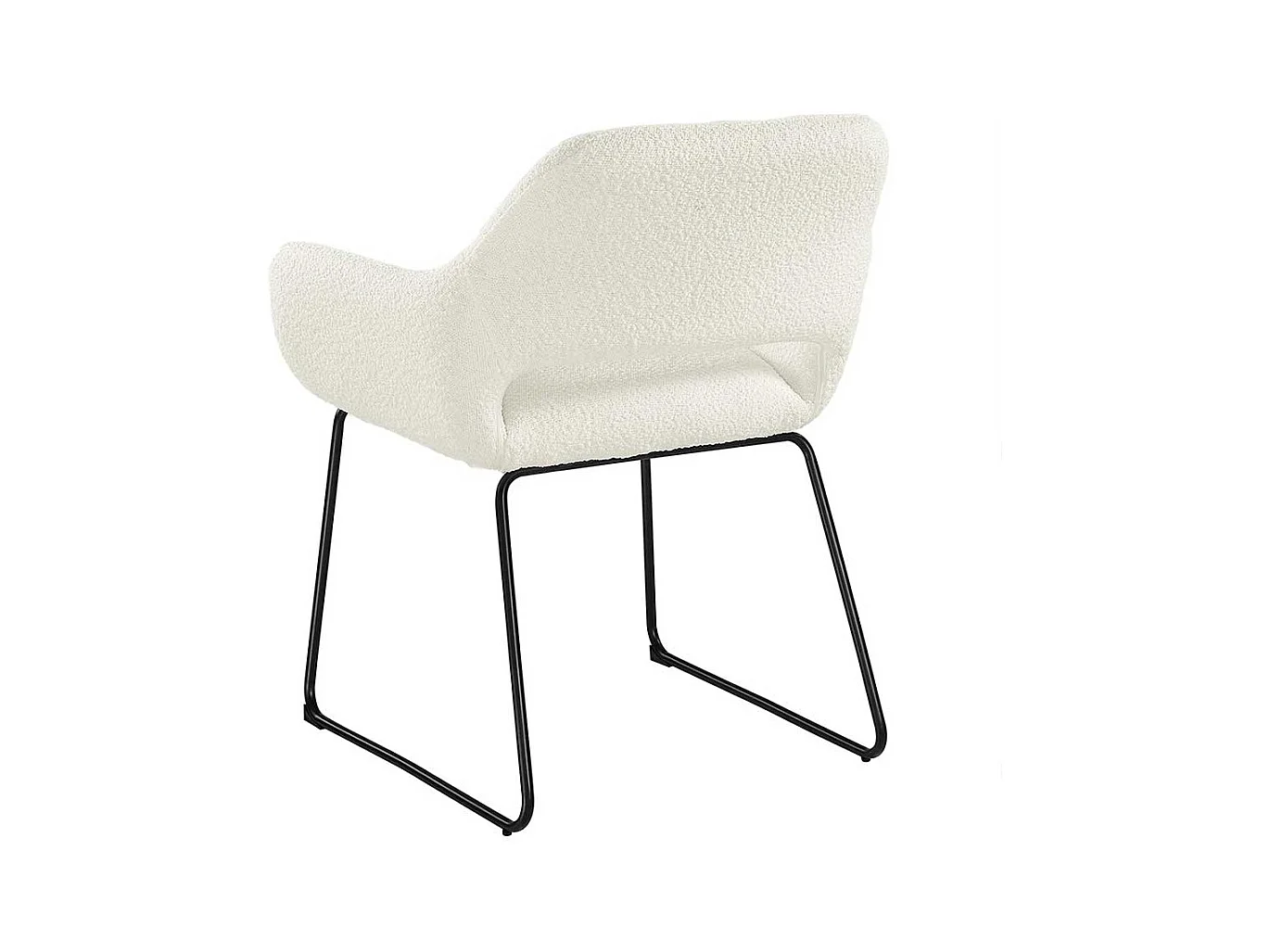 Polsterstuhl mit Rückenausschnitt aus Boucle Stoff Weiß