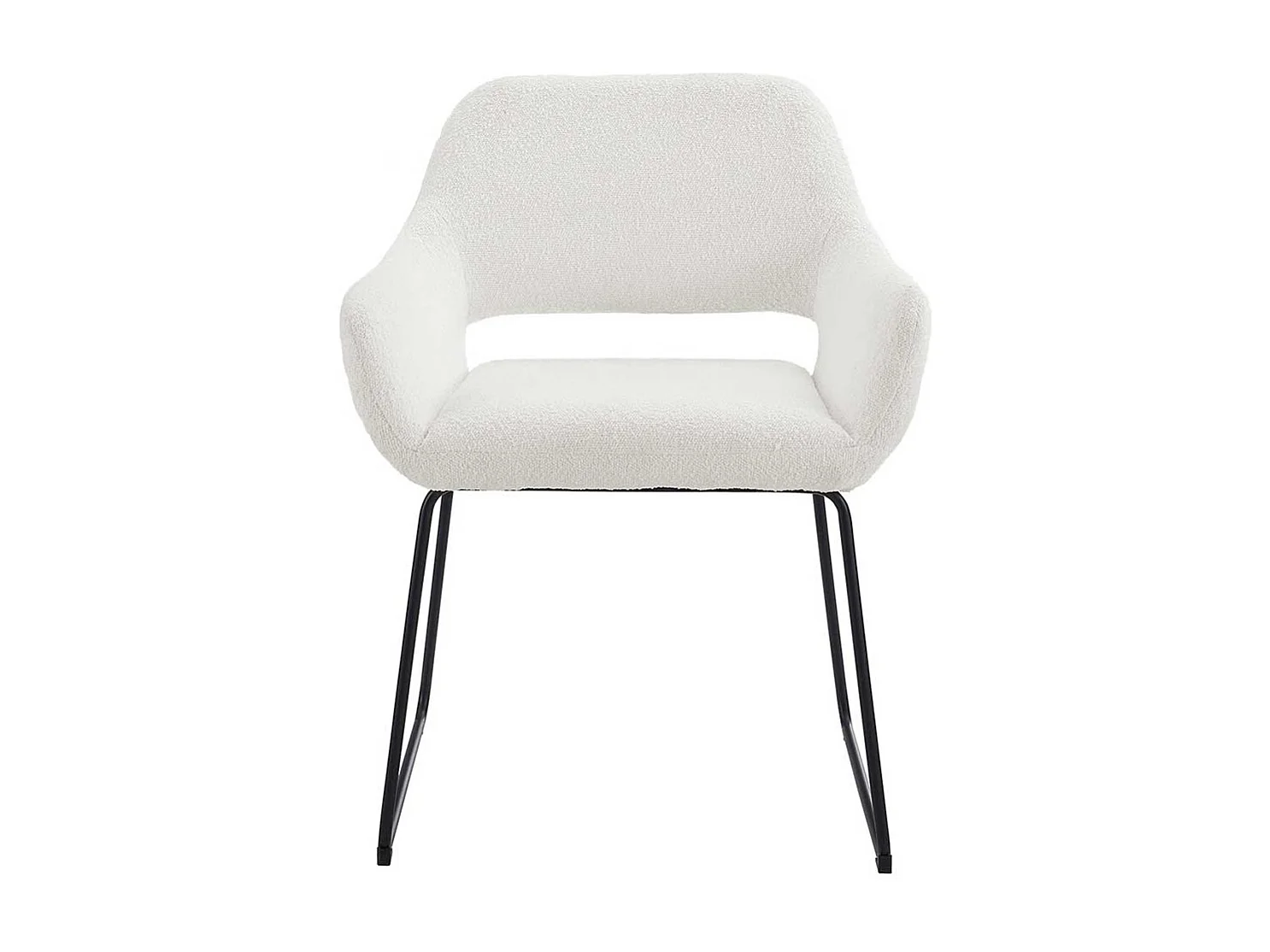 Polsterstuhl mit Rückenausschnitt aus Boucle Stoff Weiß