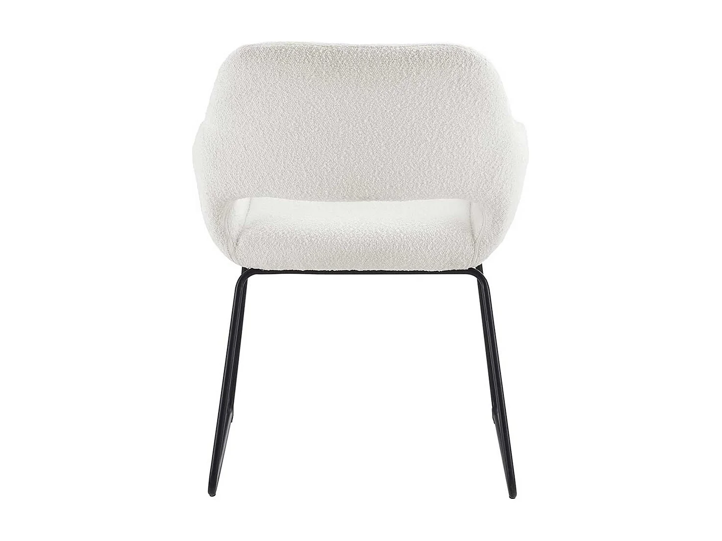 Polsterstuhl mit Rückenausschnitt aus Boucle Stoff Weiß