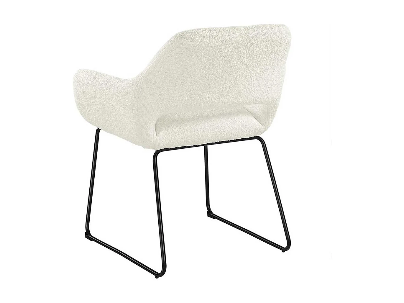 Polsterstuhl mit Rückenausschnitt aus Boucle Stoff Weiß