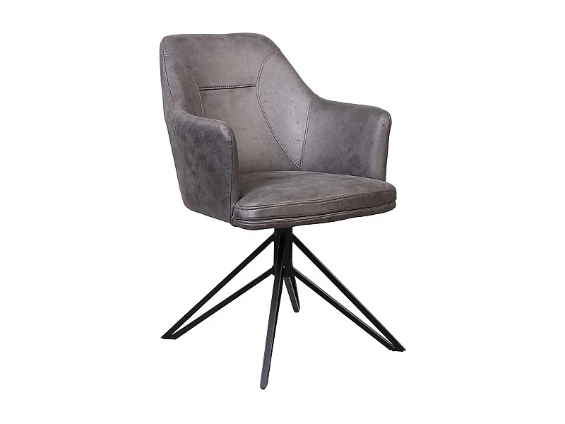 Armlehnen Esszimmerstühle in Anthrazit Microfaser drehbar (2er Set)