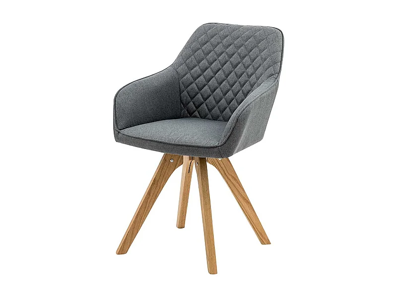 Armlehnen Polsterstühle in Grau Webstoff Eiche Massivholzgestell (2er Set)