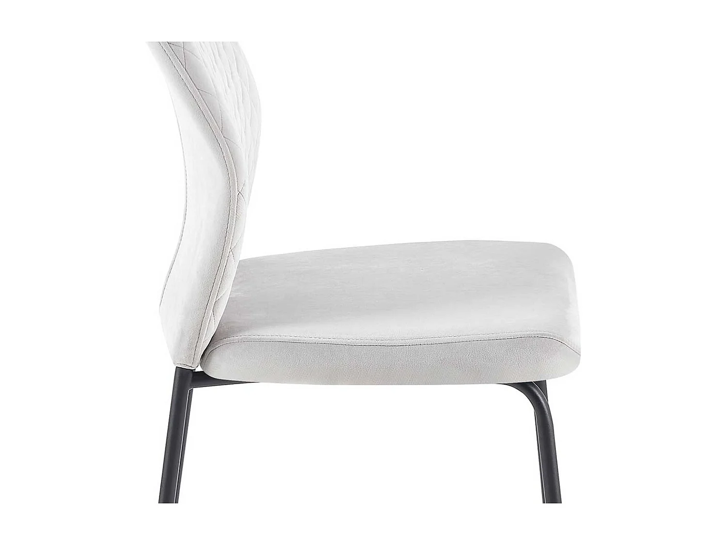 Stuhl Küche Samt Metall in Hellgrau und Schwarz 50 cm Sitzhöhe (2er Set)