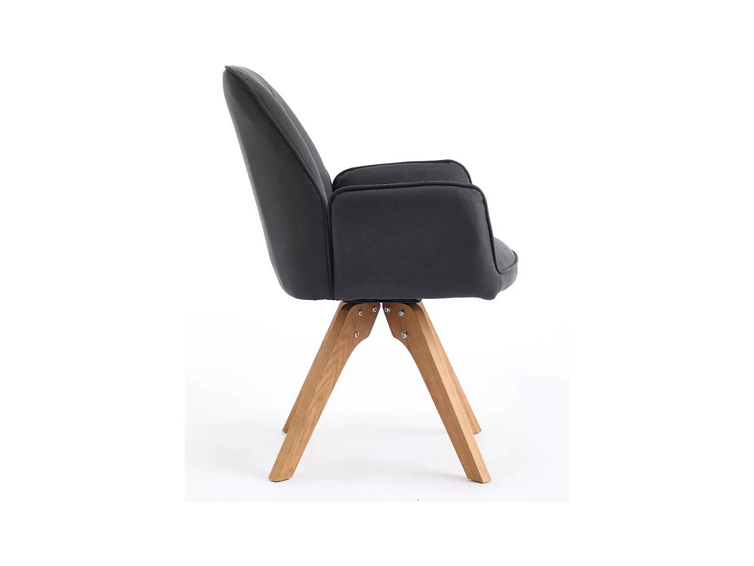 Drehstuhl Wohnzimmerstuhl in Anthrazit mit Gestell aus Massivholz (2er Set)