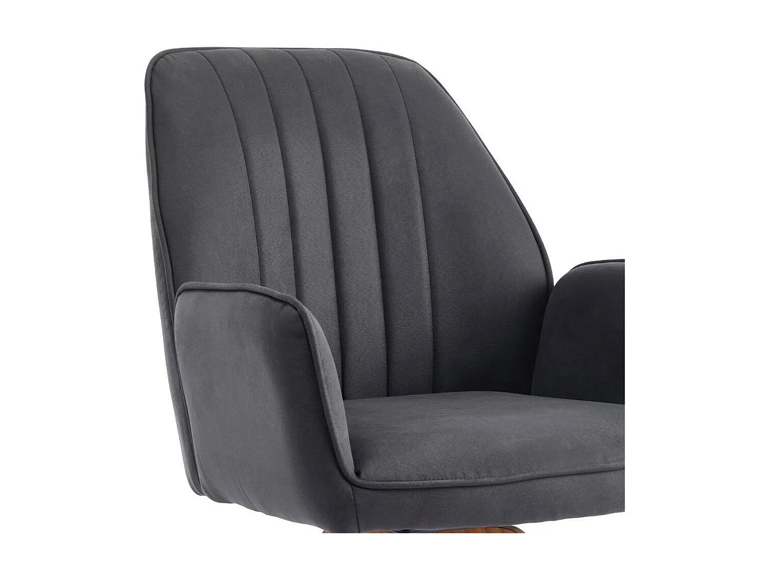 Drehstuhl Wohnzimmerstuhl in Anthrazit mit Gestell aus Massivholz (2er Set)