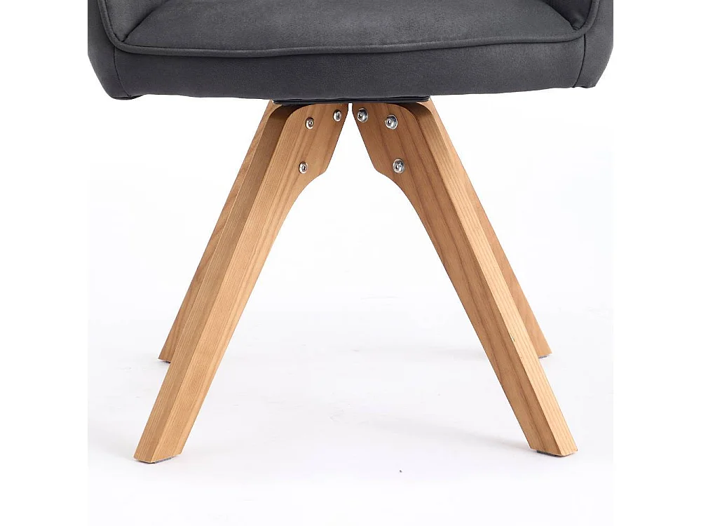 Drehstuhl Wohnzimmerstuhl in Anthrazit mit Gestell aus Massivholz (2er Set)