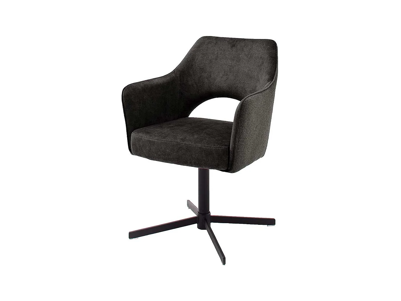 Drehstuhl in Anthrazit und Schwarz Rücken mit Ausschnitt (2er Set)