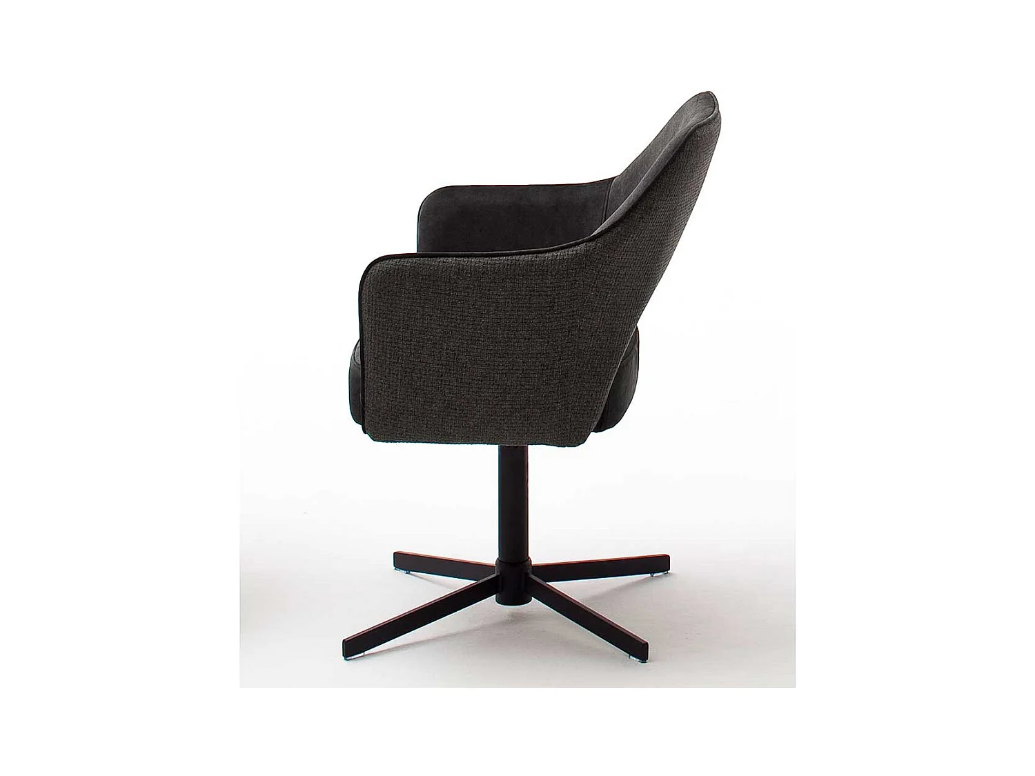 Drehstuhl in Anthrazit und Schwarz Rücken mit Ausschnitt (2er Set)