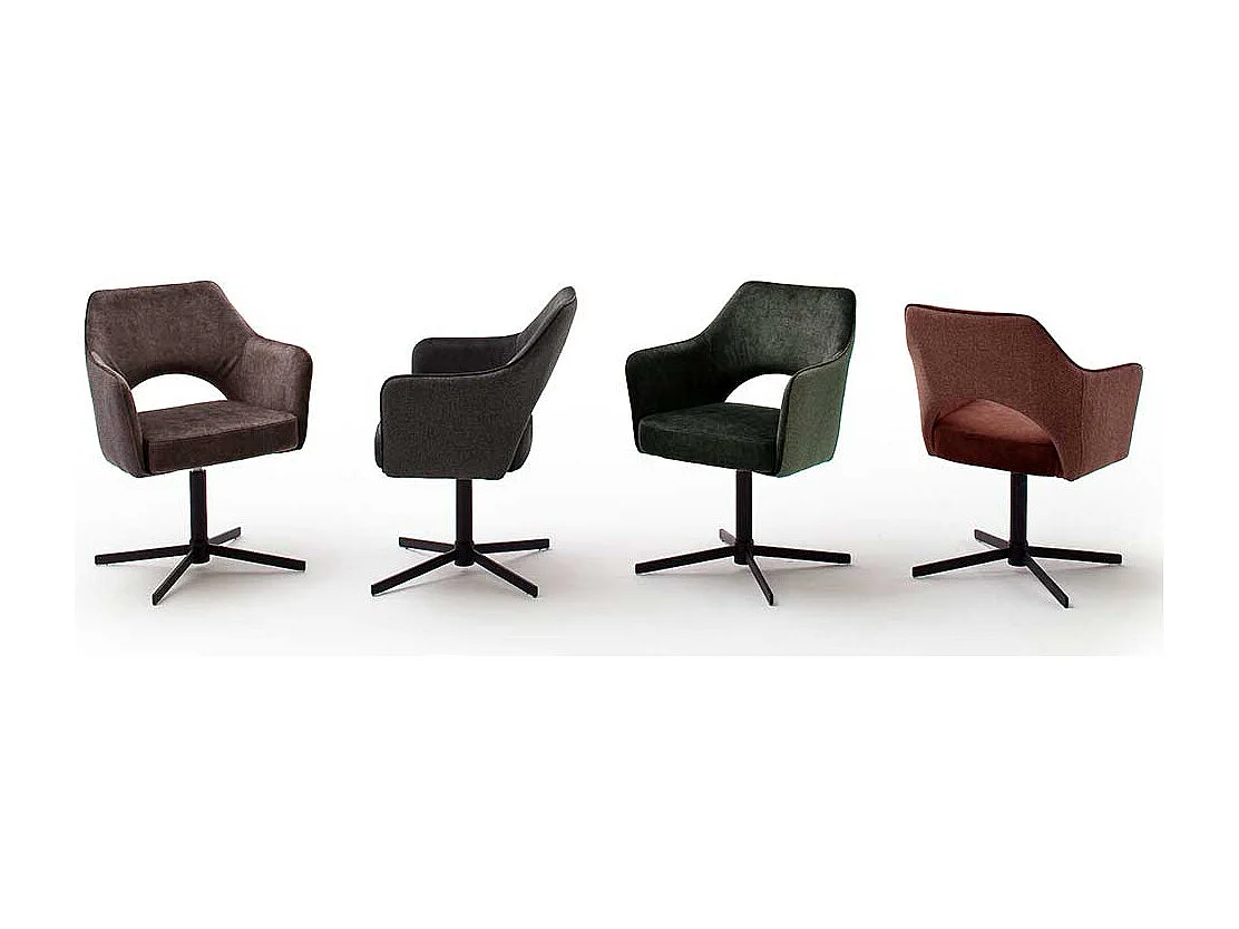 Drehstuhl in Anthrazit und Schwarz Rücken mit Ausschnitt (2er Set)