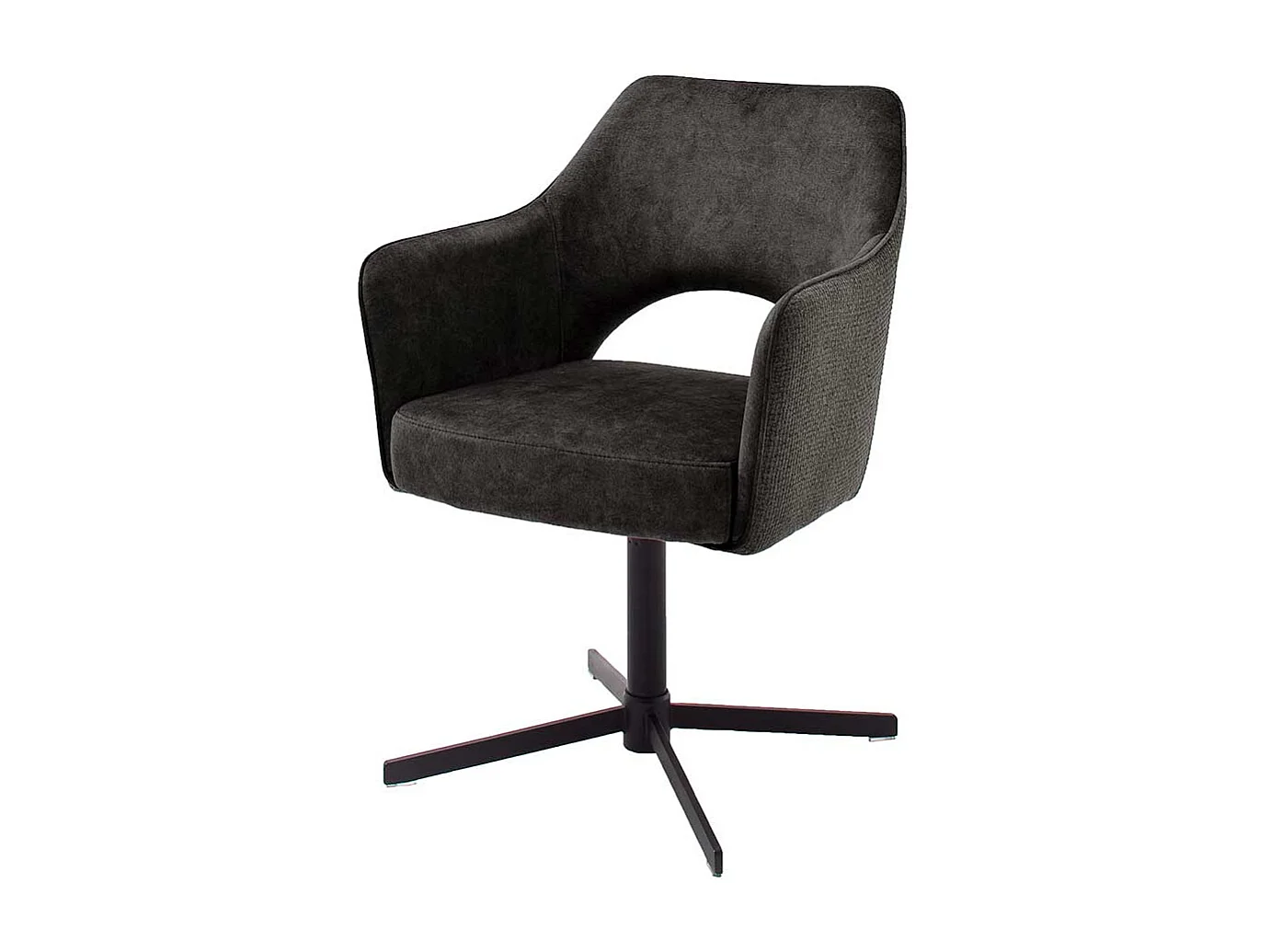 Drehstuhl in Anthrazit und Schwarz Rücken mit Ausschnitt (2er Set)