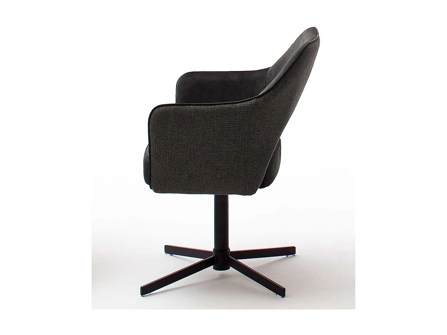 Drehstuhl in Anthrazit und Schwarz Rücken mit Ausschnitt (2er Set)