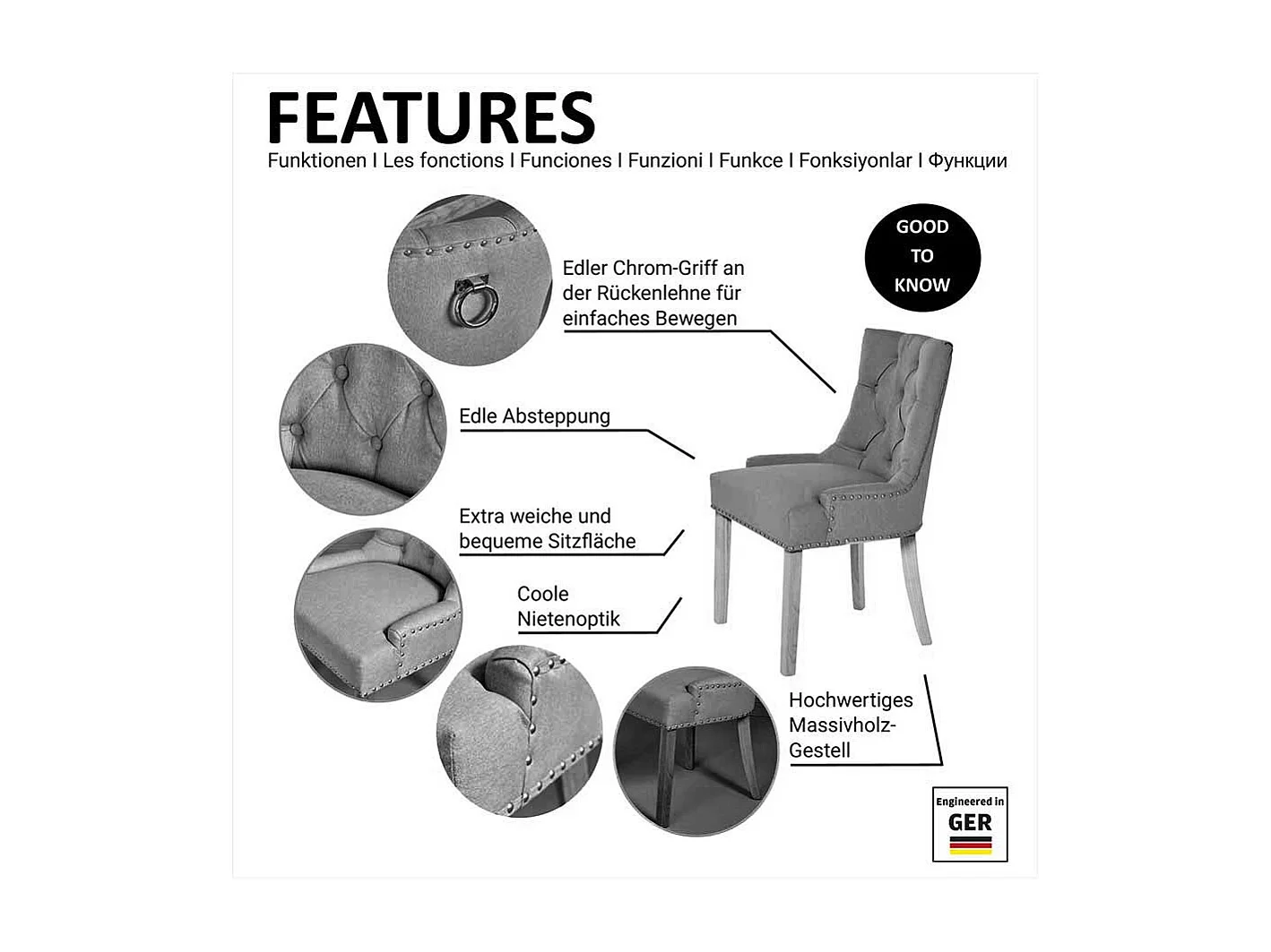 Esstischstuhl Stuhl in Grau und Eichefarben