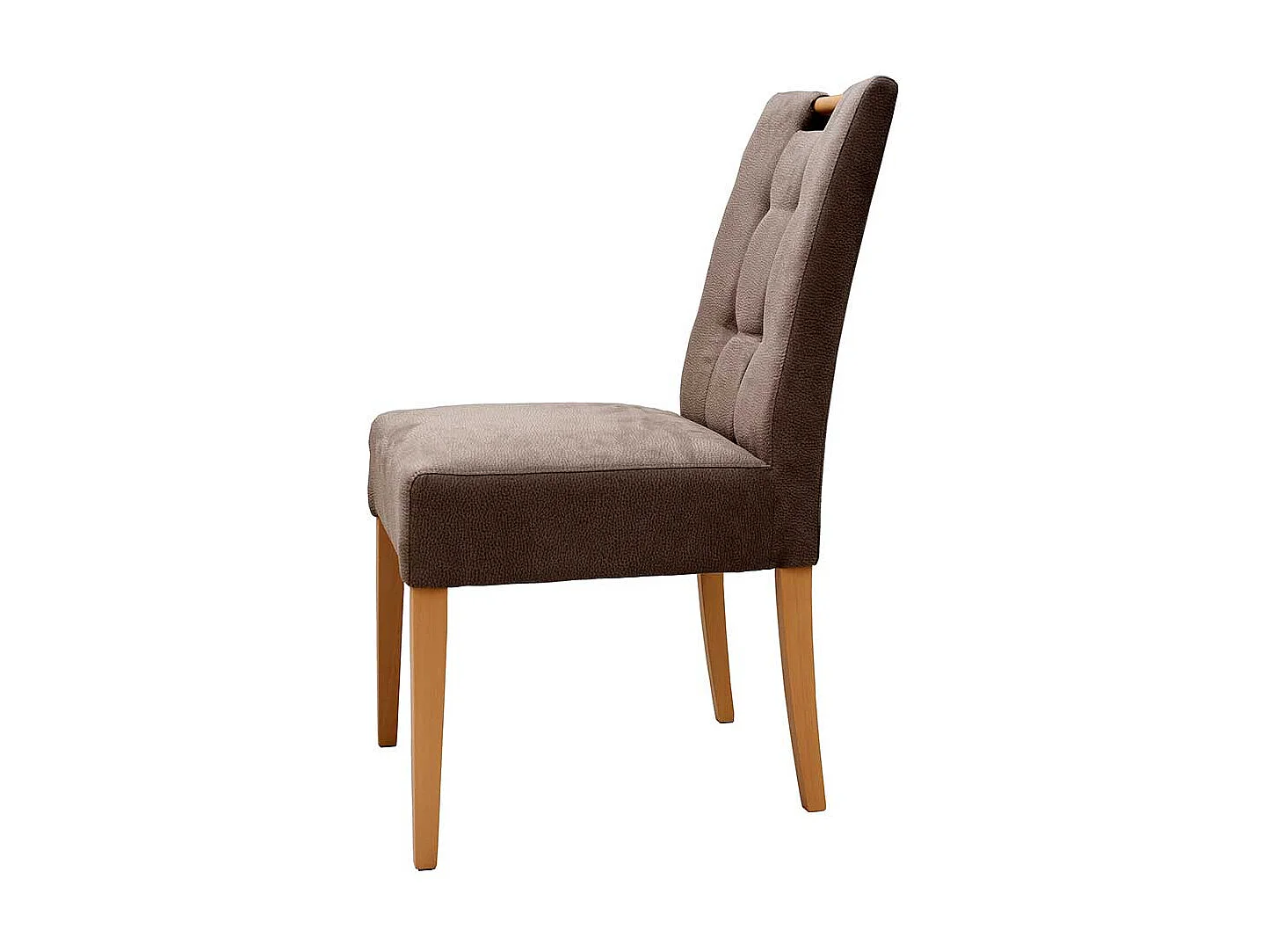 Gepolsterter Stuhl in Taupe Gestell aus Buche Massivholz (2er Set)