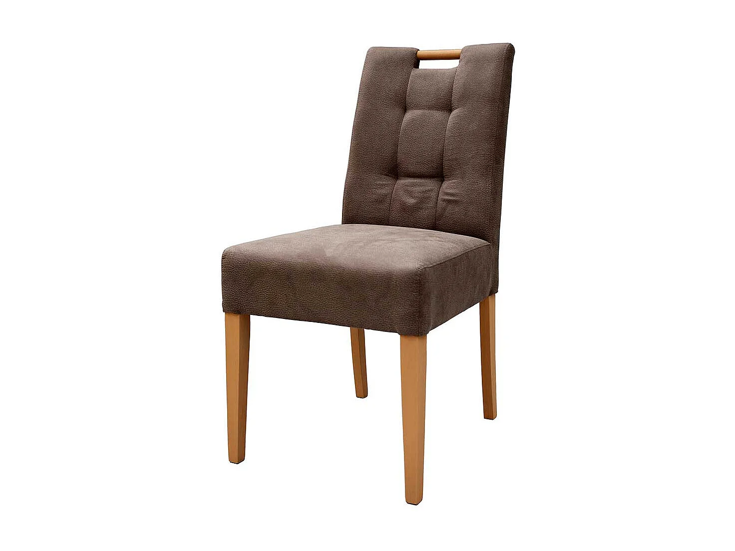 Gepolsterter Stuhl in Taupe Gestell aus Buche Massivholz (2er Set)