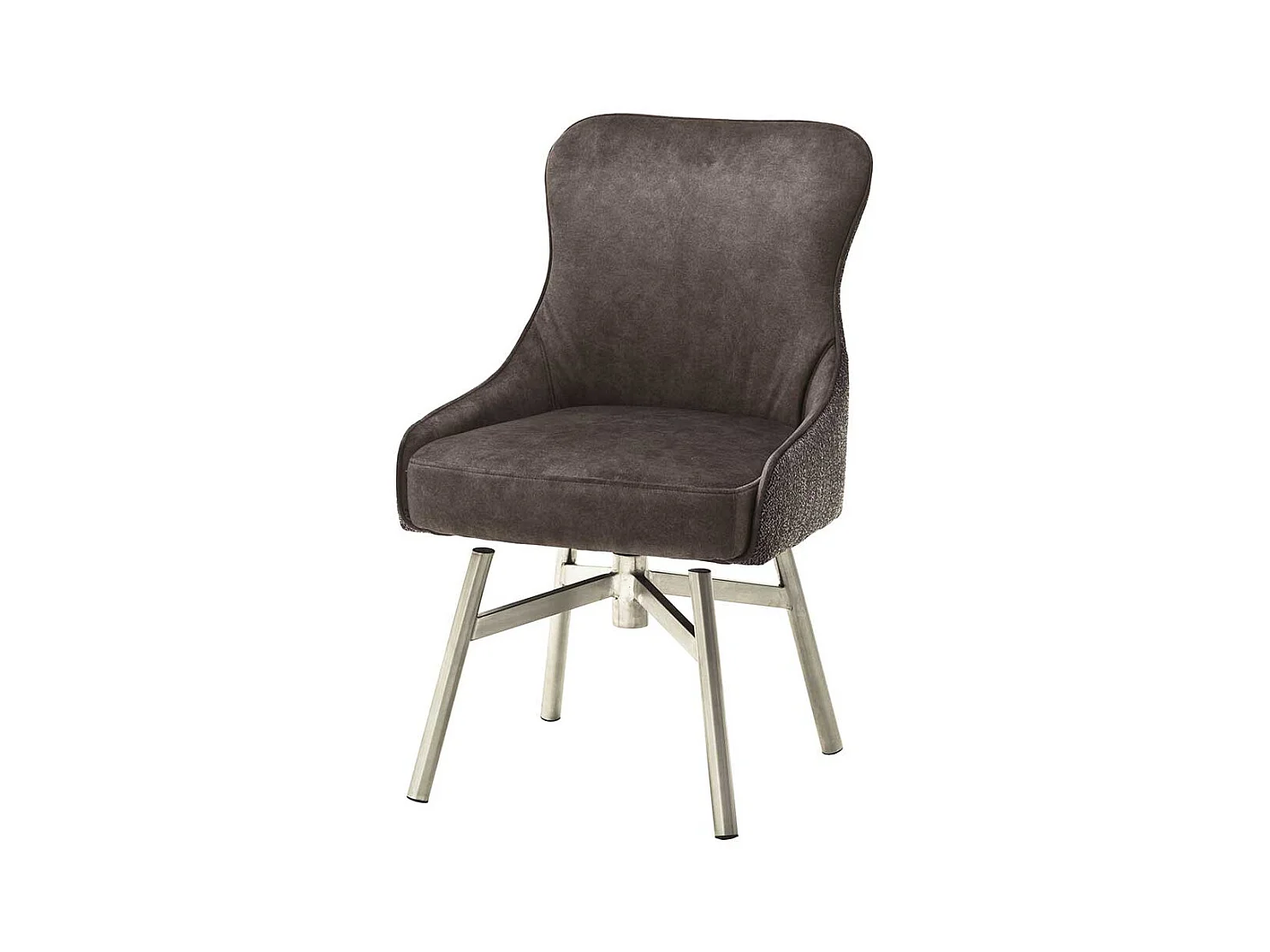 Esszimmer St�hle in Hellbraun Stoff Edelstahl (2er Set)