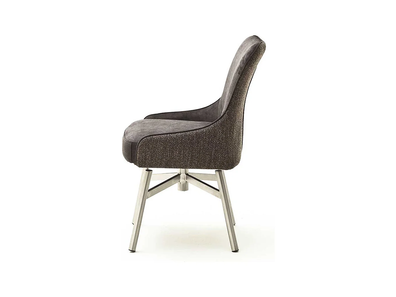 Esszimmer St�hle in Hellbraun Stoff Edelstahl (2er Set)