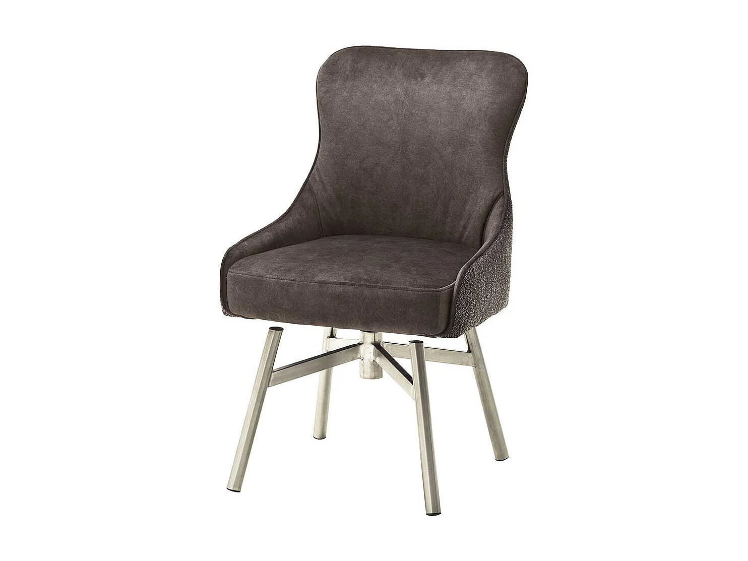 Esszimmer St�hle in Hellbraun Stoff Edelstahl (2er Set)