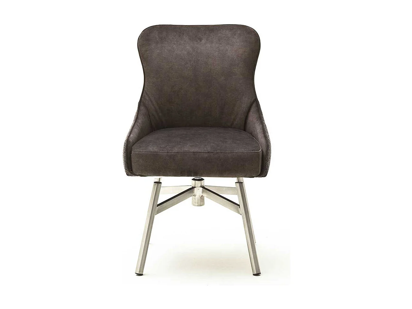 Esszimmer St�hle in Hellbraun Stoff Edelstahl (2er Set)