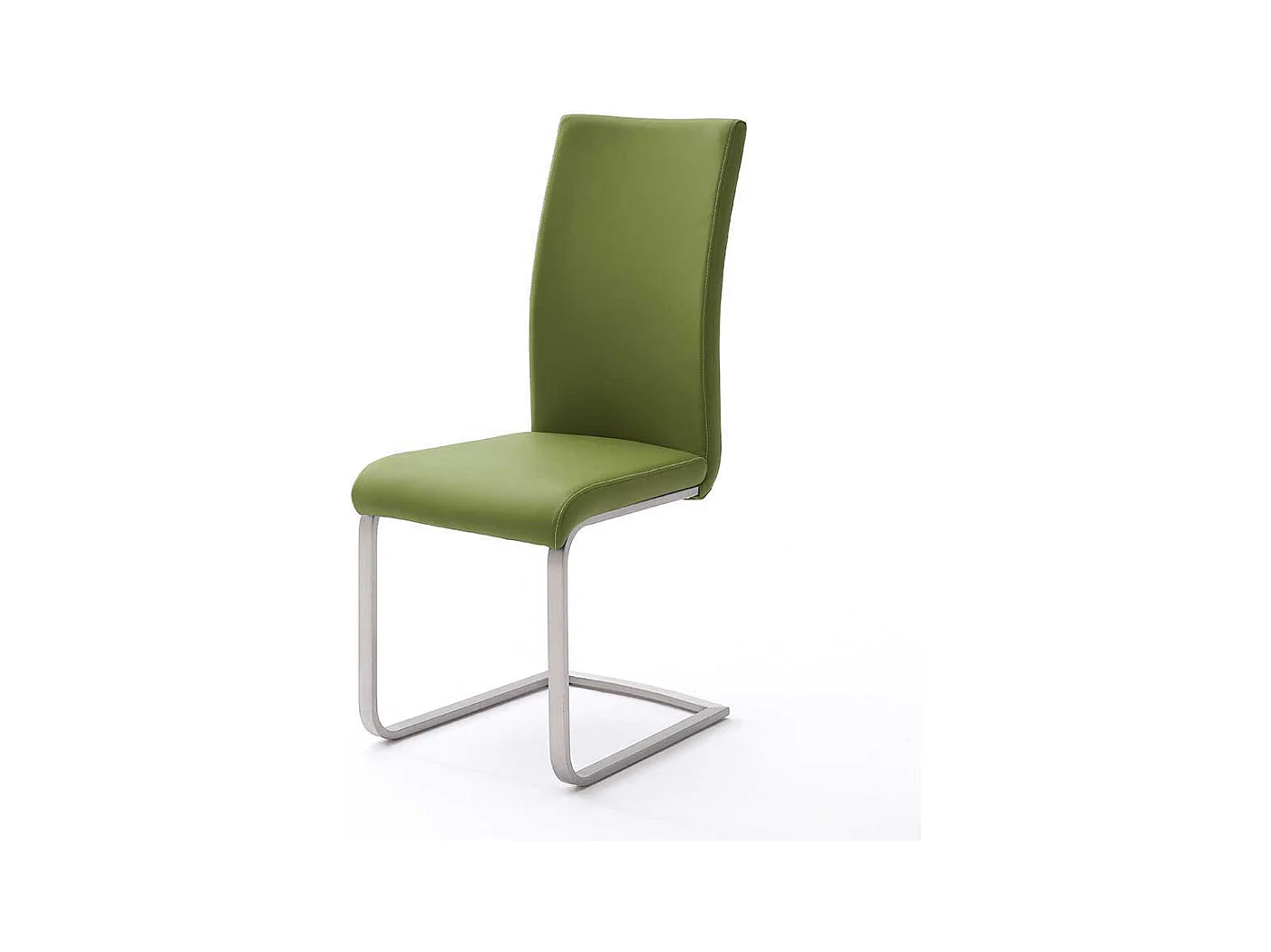 Design Freischwinger in Gr�n Kunstleder Edelstahl (4er Set)
