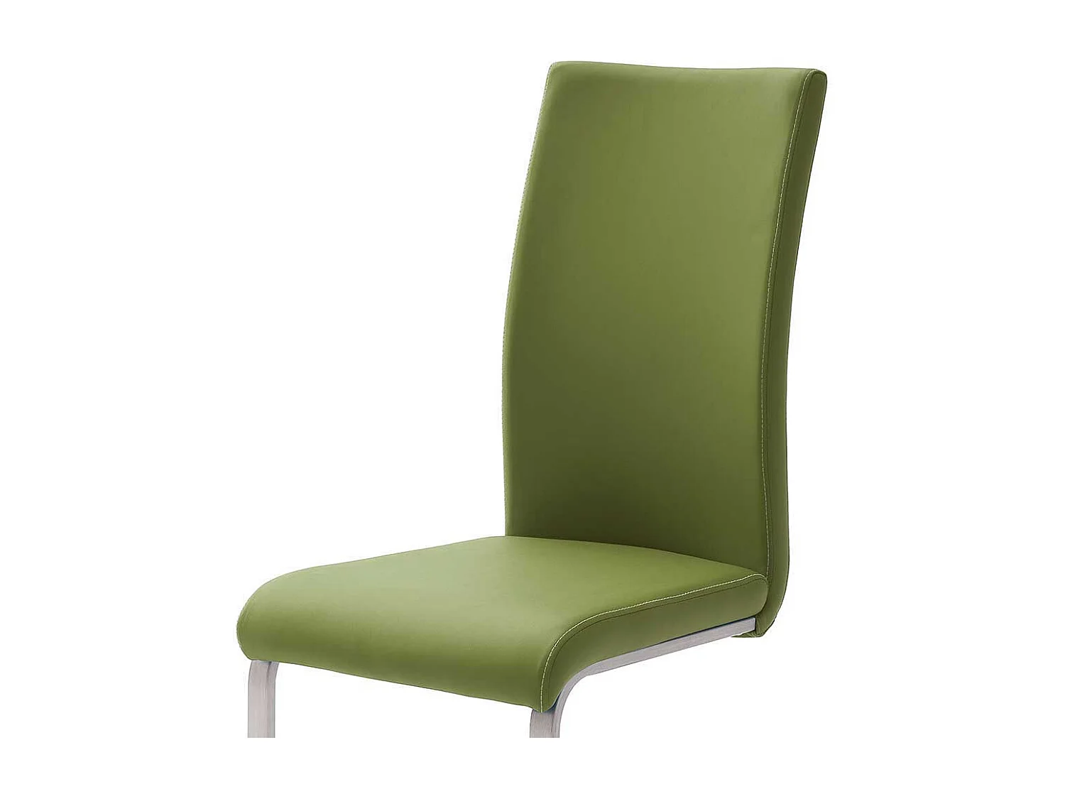 Design Freischwinger in Grün Kunstleder Edelstahl (4er Set)