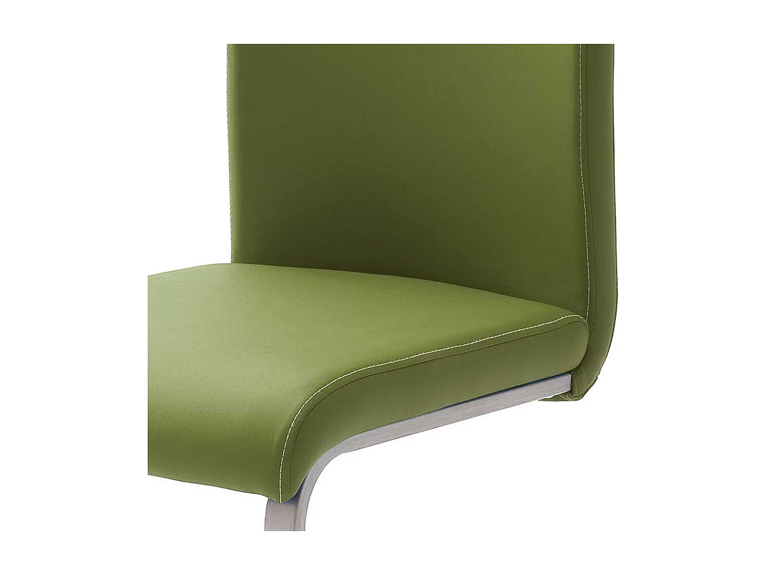 Design Freischwinger in Grün Kunstleder Edelstahl (4er Set)