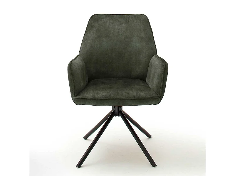 Drehbare Armlehner in Oliv Grün Velours Metallgestell schwarz (2er Set)