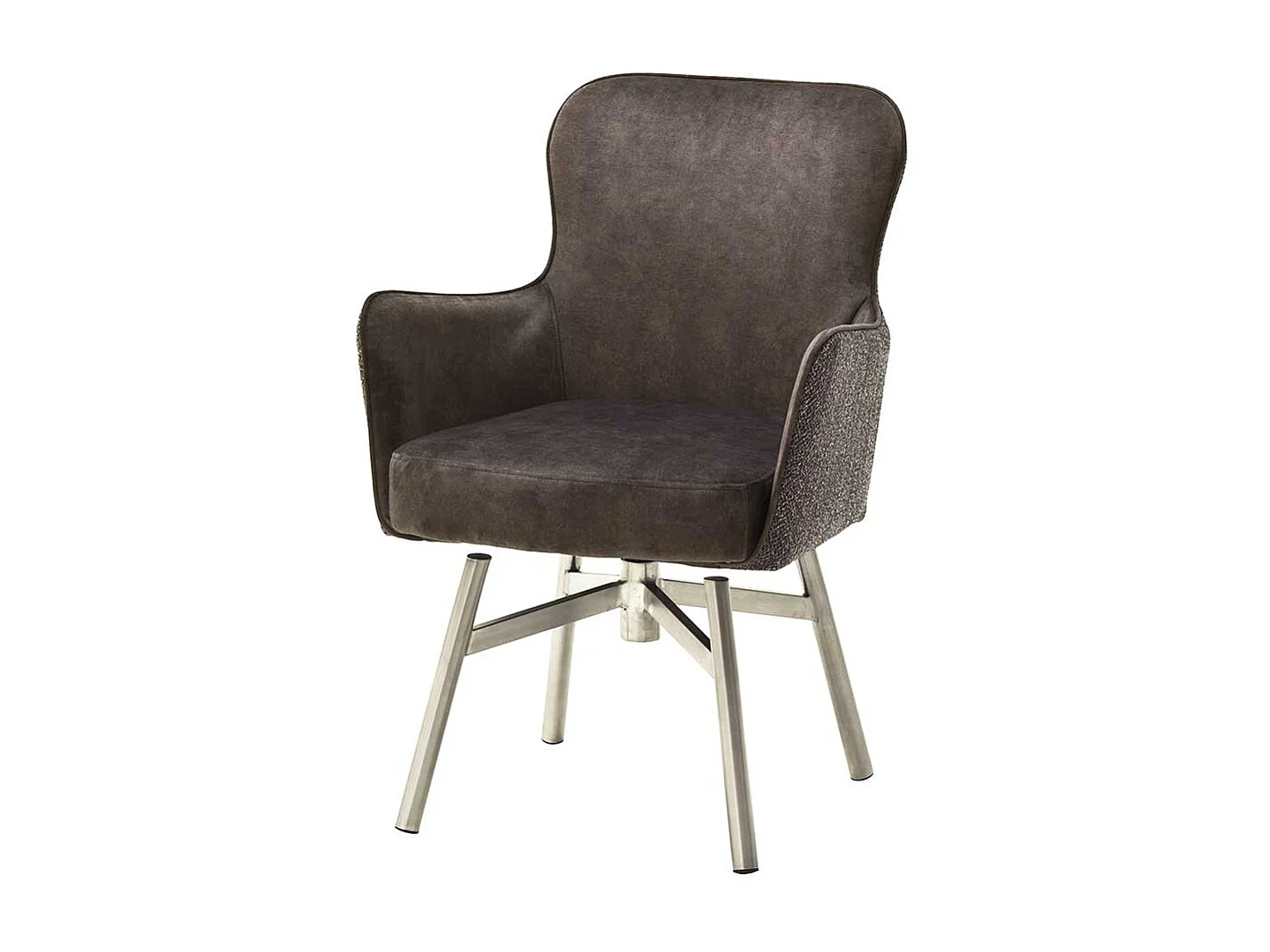 Armlehnenst�hle in Hellbraun Velours drehbar (2er Set)