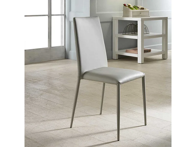 Stuhl Set in Grau Kunstleder (4er Set)