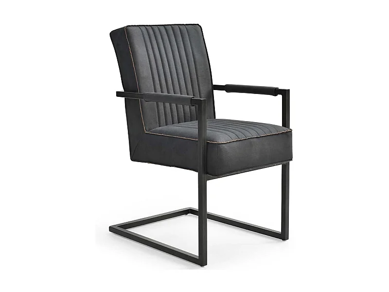 Armlehnen Schwingstühle in Anthrazit Microfaser Metall (2er Set)