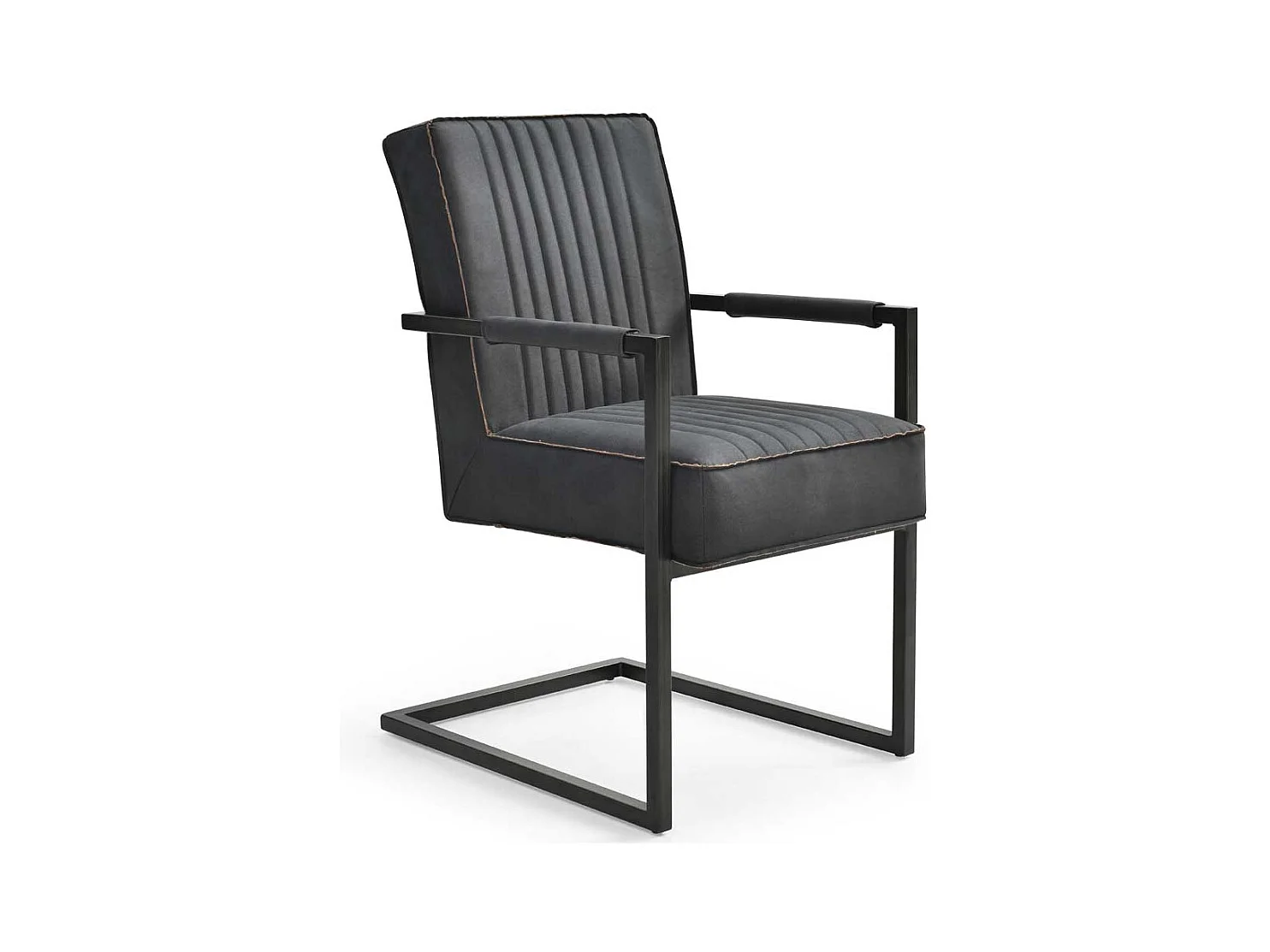 Armlehnen Schwingstühle in Anthrazit Microfaser Metall (2er Set)