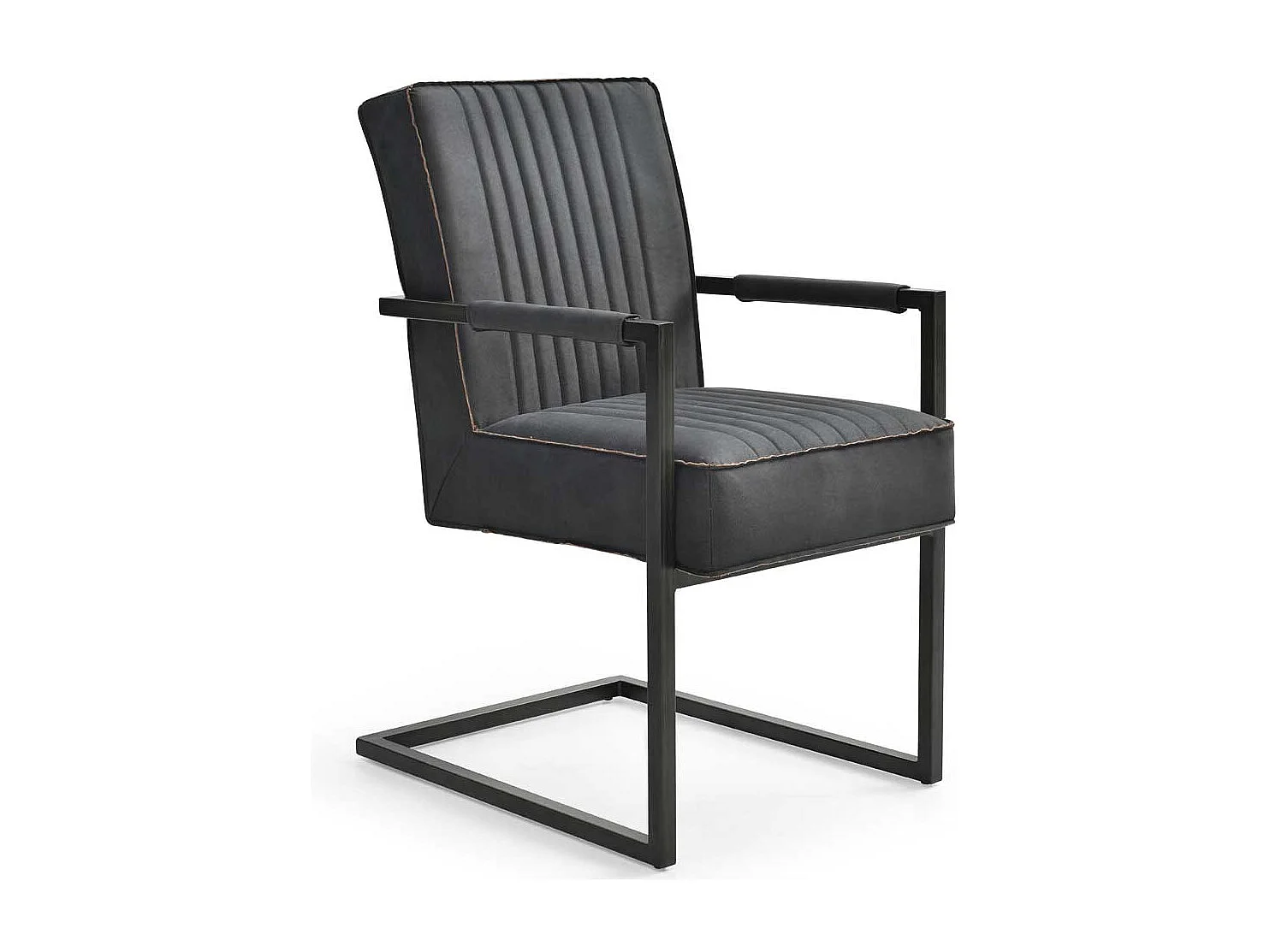 Armlehnen Schwingstühle in Anthrazit Microfaser Metall (2er Set)