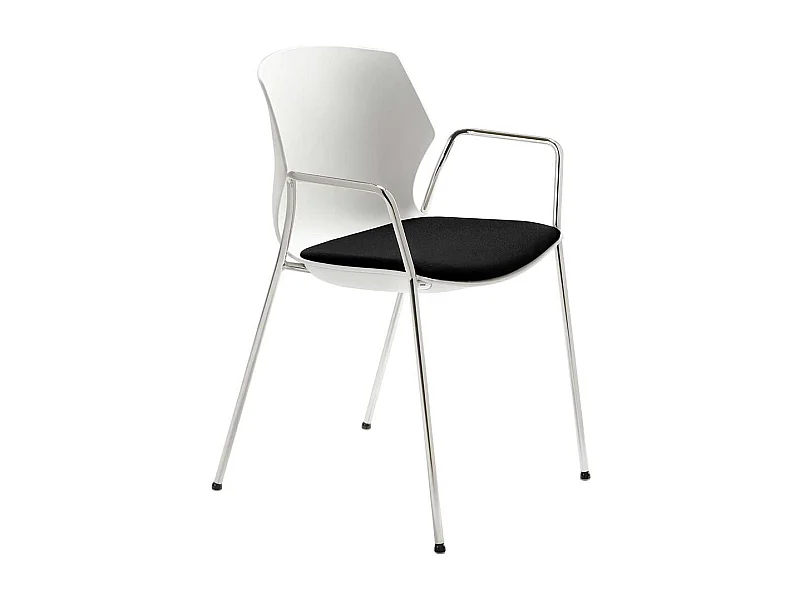 Küchenstuhl in Weiß Chromfarben und Schwarz Made in Germany