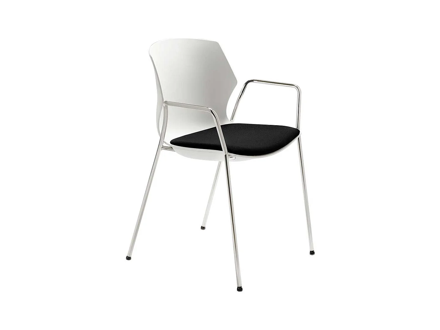 K�chenstuhl in Wei� Chromfarben und Schwarz Made in Germany