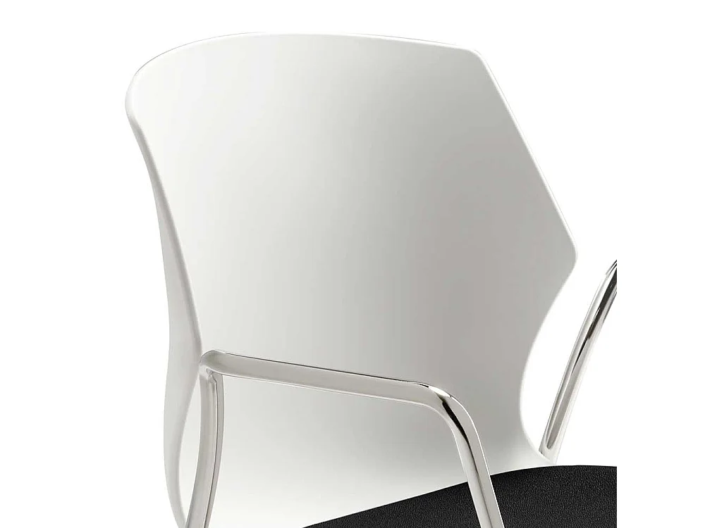 Küchenstuhl in Weiß Chromfarben und Schwarz Made in Germany