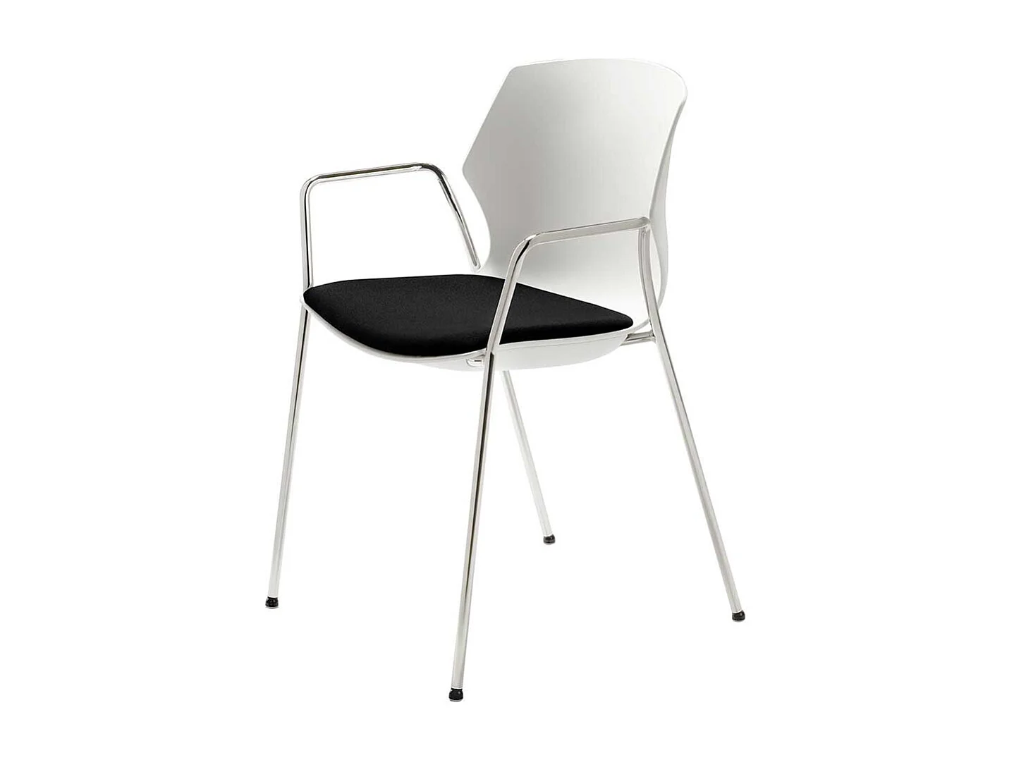 Küchenstuhl in Weiß Chromfarben und Schwarz Made in Germany