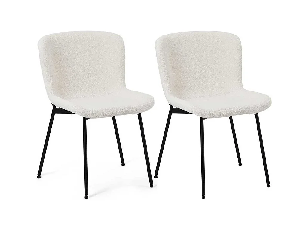 Stuhl Esszimmer Essstuhl aus Boucle mit Gestell aus Metall (2er Set)